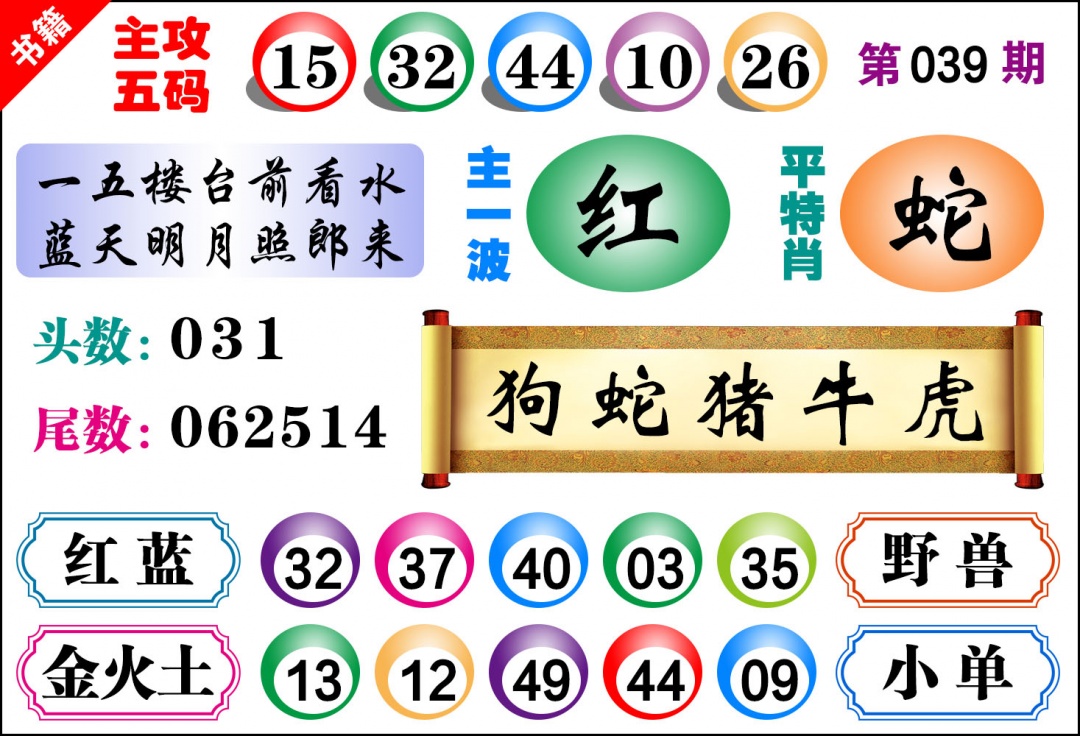 039期澳门主攻五码[图]