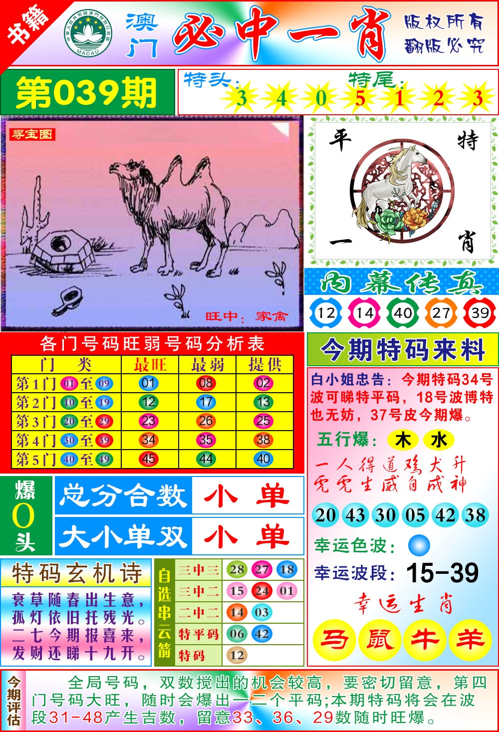 039期澳门玄机一特[图]